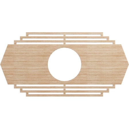 Ekena Millwork Chrysler Wood Fretwork Pierced Ceiling Medallion, Alder, 16"W x 8"H x 4 1/4"ID x 1/4"T CMWP16X08X0250CSAL